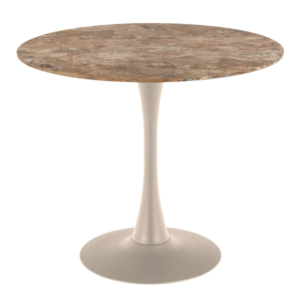 Malta Round Dining Table - Brown Ceramic & Grey Base