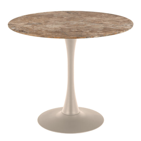 Malta Round Dining Table - Brown Ceramic & Grey Base