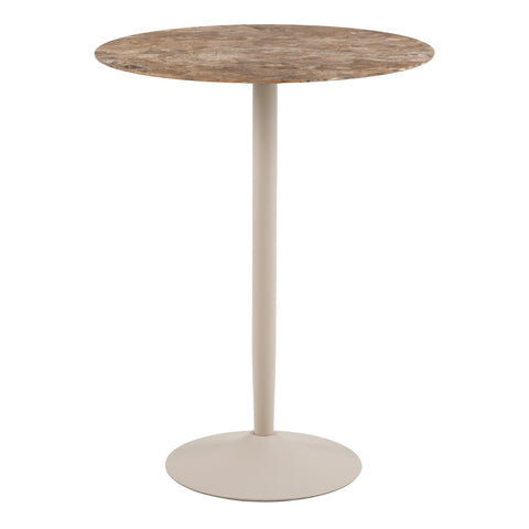 Malta Round Bar Table - Brown Ceramic & Grey Base