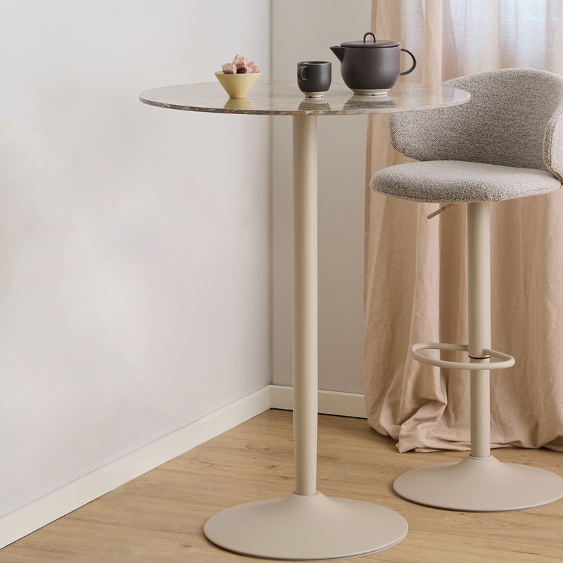 Malta Round Bar Table - Brown Ceramic & Grey Base