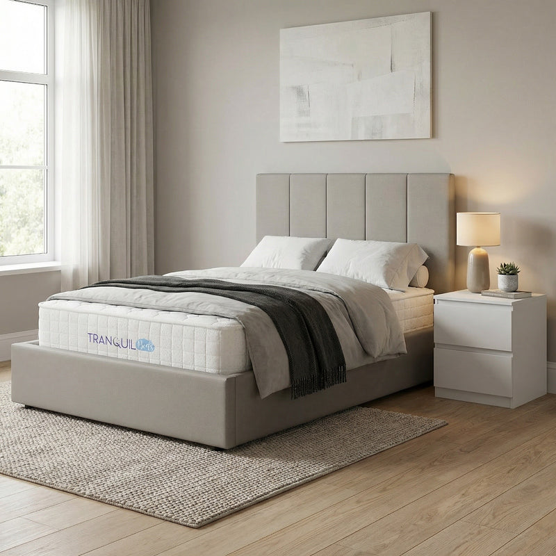 Hoscar Small Double Ottoman Storage Bedframe - Oatmeal Fabric