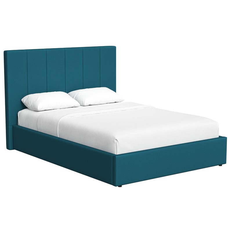 Hoscar Double Size Ottoman Storage Bedframe - Dolphin Blue Fabric