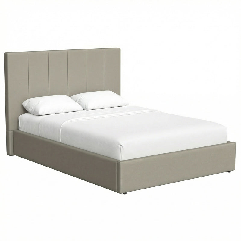 Hoscar Small Double Ottoman Storage Bedframe - Oatmeal Fabric