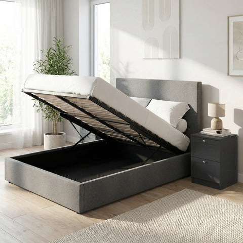 Rufford Small Double Ottoman Storage Bedframe - Fossil Grey Fabric
