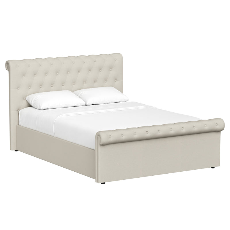 Abbey Double Size Side Lift Ottoman Storage Bedframe - Almond Fabric