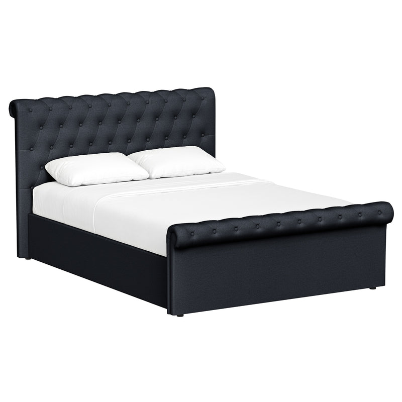 Abbey Double Size Side Lift Ottoman Storage Bedframe - Charcoal Fabric