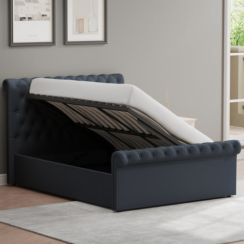 Abbey King Size Side Lift Ottoman Storage Bedframe - Charcoal Fabric