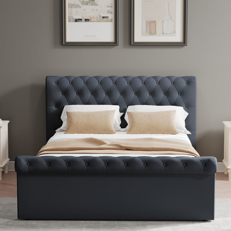 Abbey Double Size Side Lift Ottoman Storage Bedframe - Charcoal Fabric
