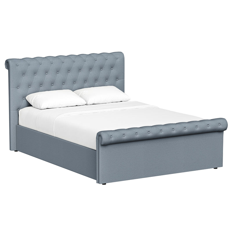 Abbey Double Size Side Lift Ottoman Storage Bedframe - Steel Grey Fabric