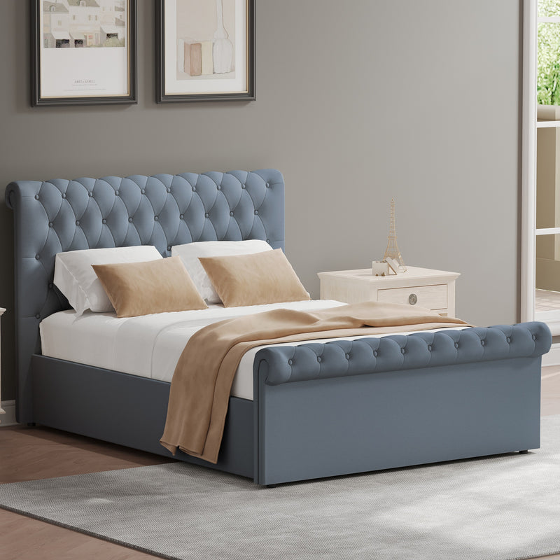Abbey Double Size Side Lift Ottoman Storage Bedframe - Steel Grey Fabric