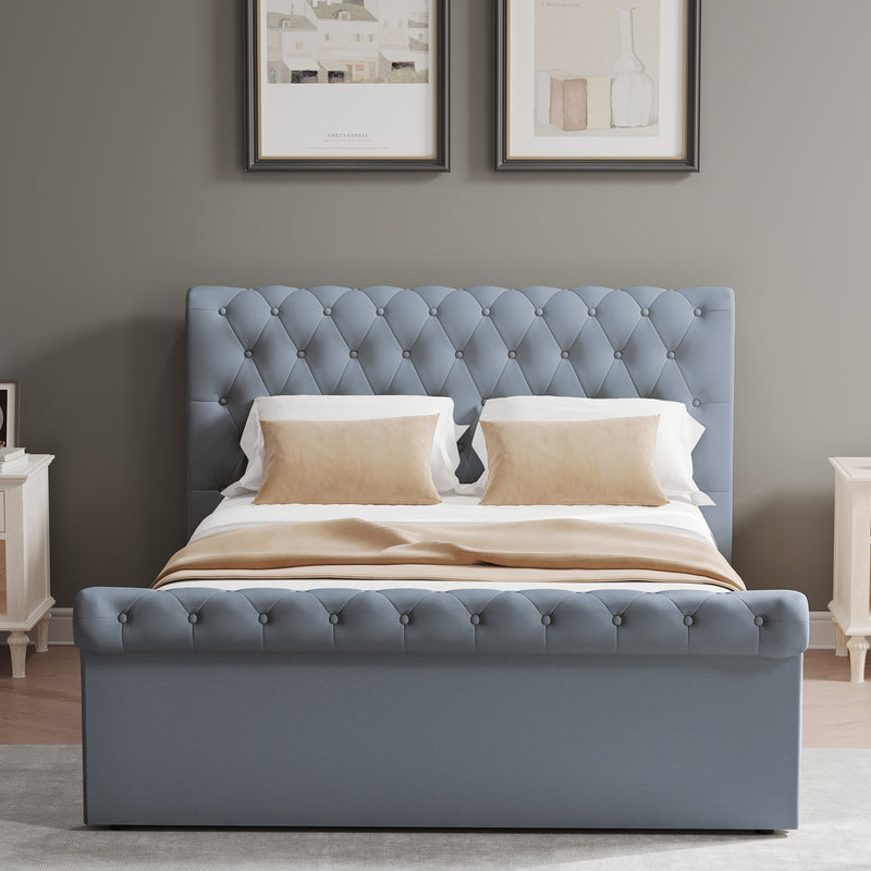 Abbey King Size Side Lift Ottoman Storage Bedframe - Steel Grey Fabric