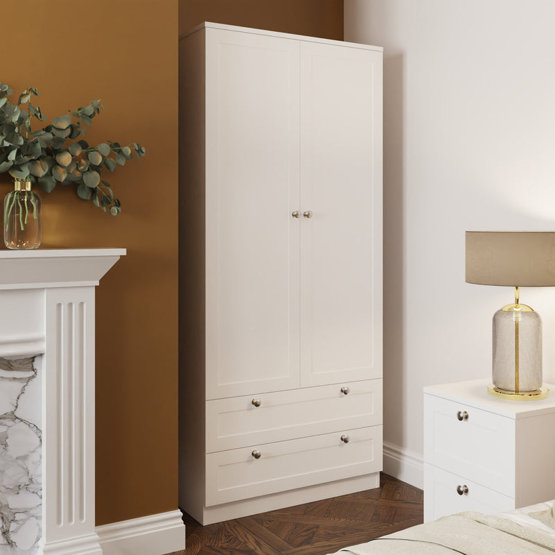 FWStyle Artus Shaker 2 Door 2 Drawer Combination Wardrobe Matt White