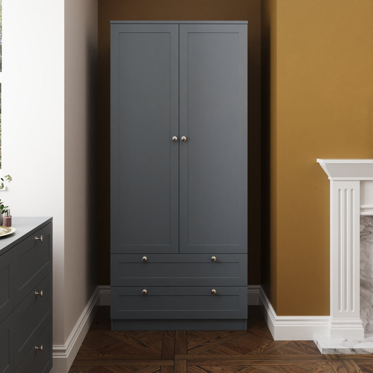 Artus Shaker 2 Door 2 Drawer Combination Wardrobe Matt Grey