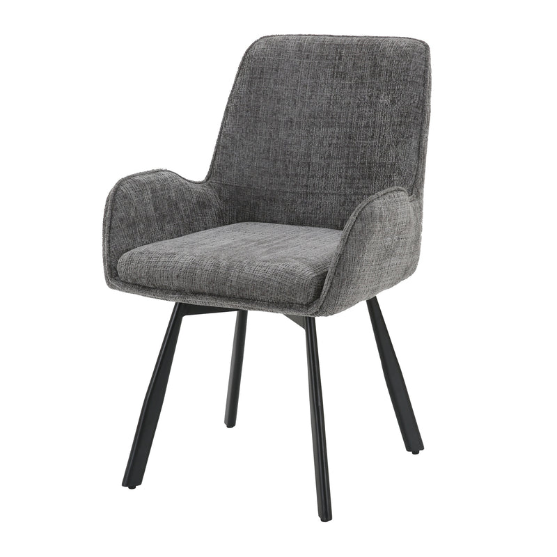 Amelia Pack of 2 Swivel Dining Chairs - Grey Chenille fabric
