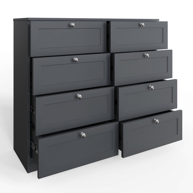 FWStyle Artus Shaker 8 Drawer Chest Of Drawers Matt Grey