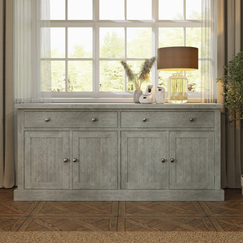 Bowood Large Straight Sideboard 4 Door Solid Wood Limewash