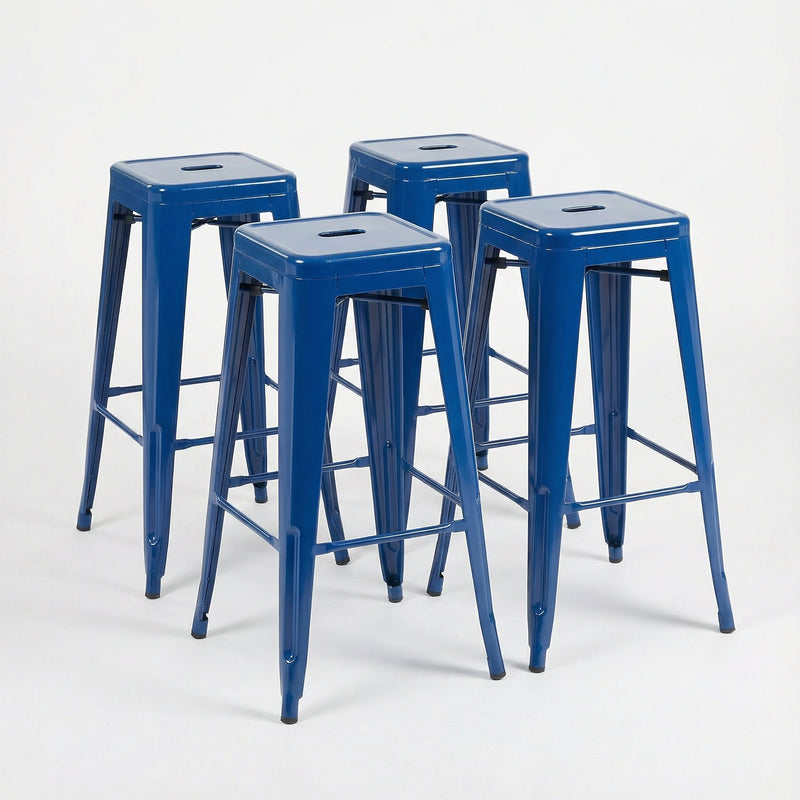 Bistro Pack Of 4 30 Blue Bar Stools