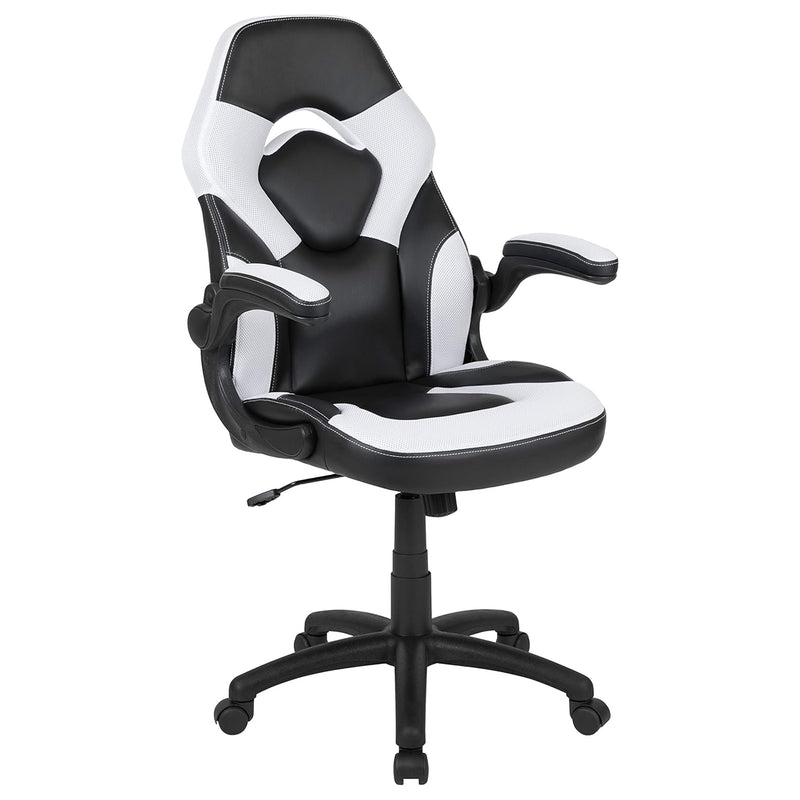 X10 Black & White Faux Leather Racer Style Gaming Office Chair