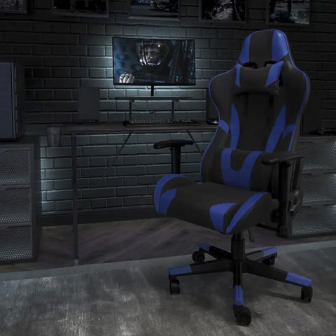 X20 Black & Blue Faux Leather Racer Style Gaming Office Chair