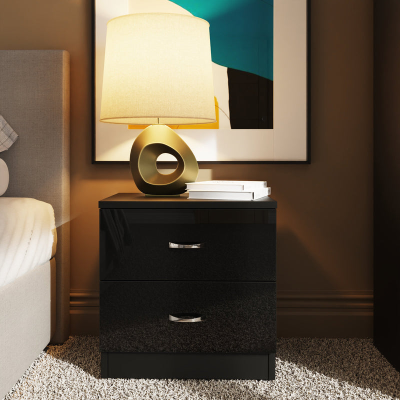 Chilton Black Gloss 3 Piece Bedroom Furniture Set