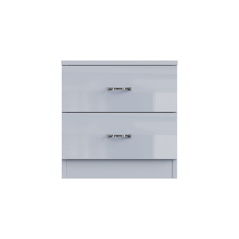 FWStyle Chilton 2 Drawer Bedside Cabinet - Grey Gloss Front