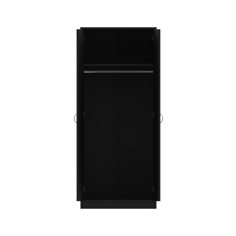 FWStyle Chilton 2 Door Wardrobe With Mirror - Black Gloss Front