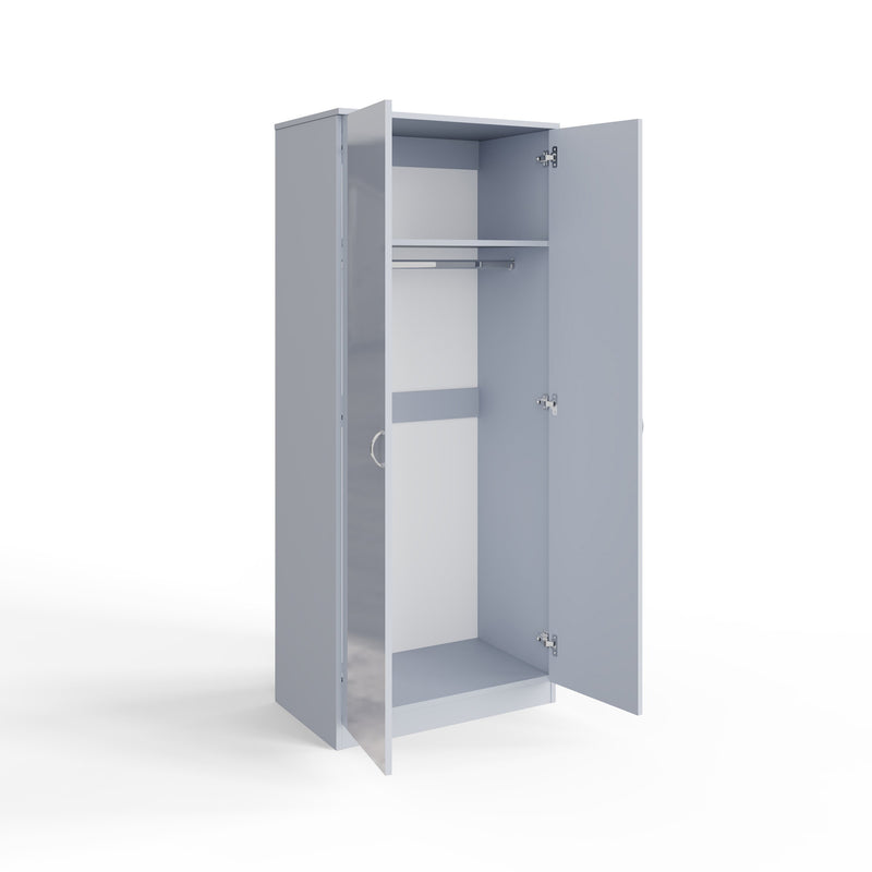 FWStyle Chilton 2 Door Wardrobe With Mirror - Grey Gloss Front