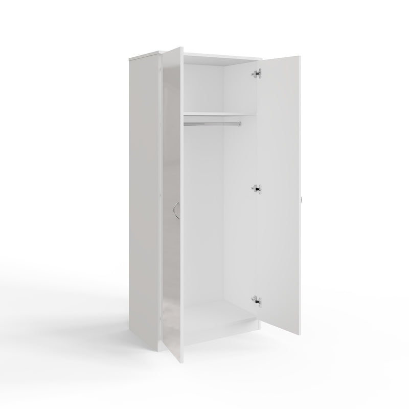 FWStyle Chilton 2 Door Wardrobe With Mirror - White Gloss Front