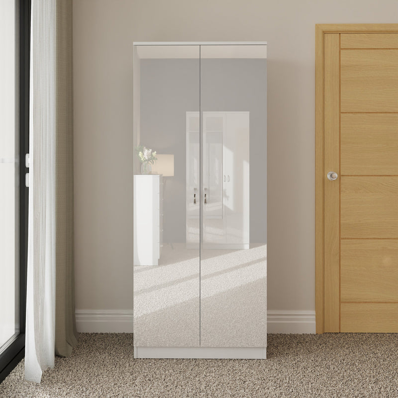 FWStyle Chilton 2 Door Wardrobe - White Gloss Front
