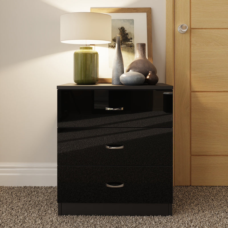 Chilton Black Gloss 3 Piece Bedroom Furniture Set