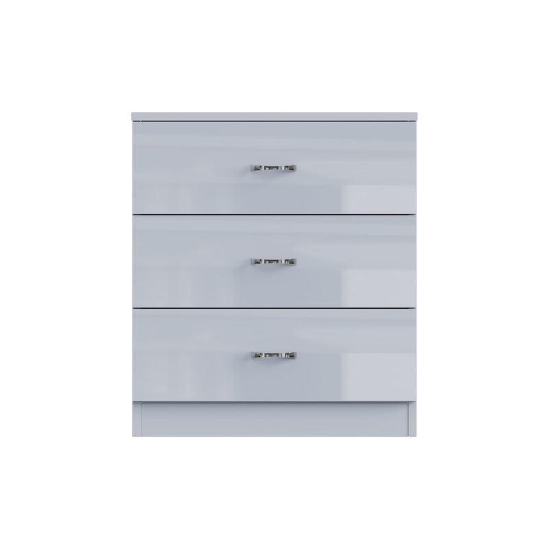 FWStyle Chilton 3 Drawer Chest Of Drawers - Grey Gloss Front