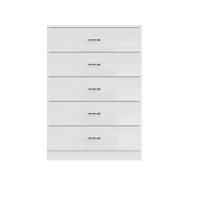 FWStyle Chilton 5 Drawer Chest Of Drawers - White Gloss Front