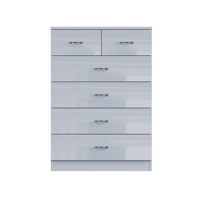FWStyle Chilton 6 Drawer Chest Of Drawers - Grey Gloss Front