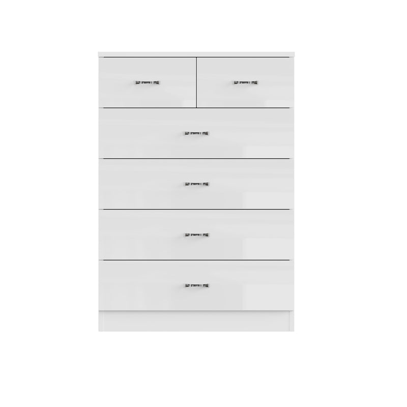 FWStyle Chilton 6 Drawer Chest Of Drawers - White Gloss Front