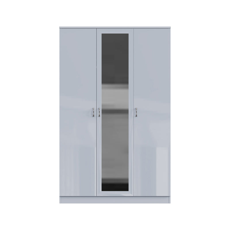 FWStyle Chilton 3 Door Wardrobe With Mirror - Grey Gloss Front