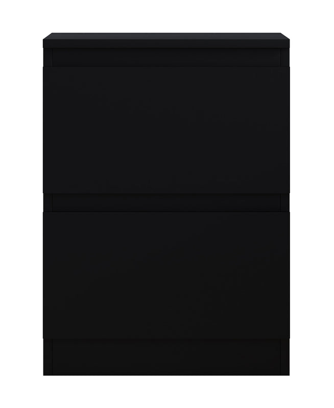 FWStyle Carlton 2 Drawer Bedside Nightstand - Matt Black