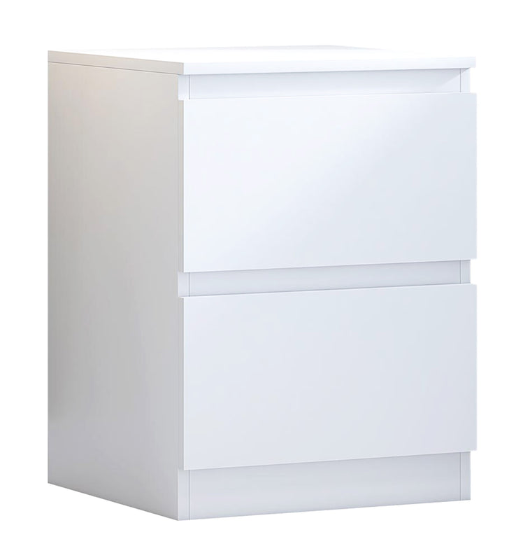 FWStyle Carlton 2 Drawer Bedside Nightstand - Matt White