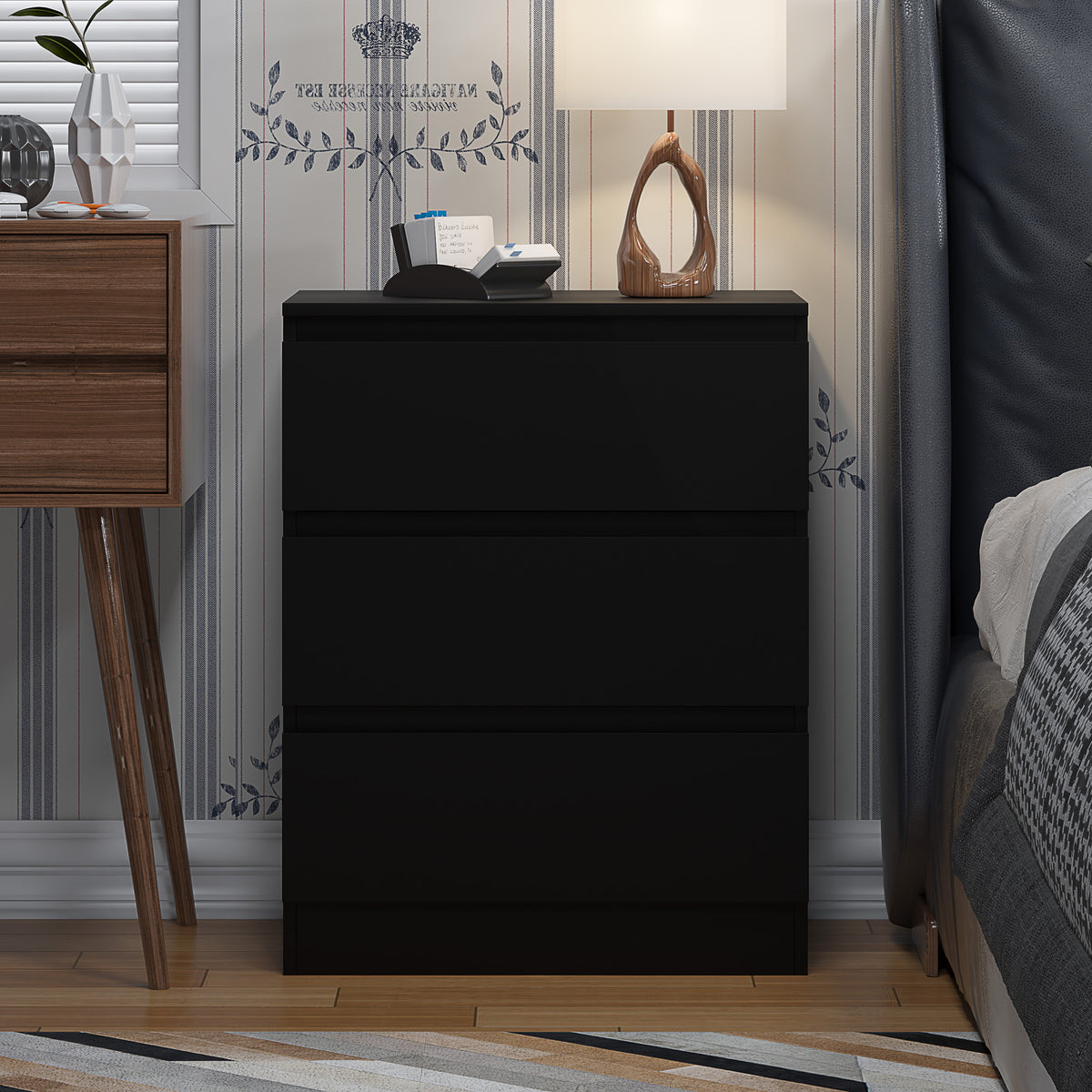 Carlton 3 Drawer Chest Of Drawers - Matt Black