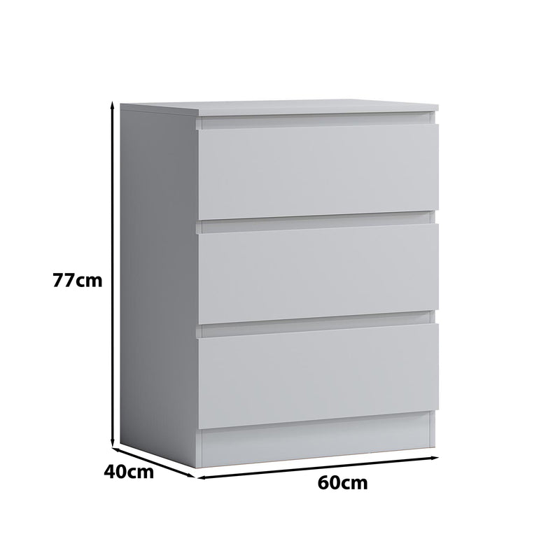 FWStyle Carlton 3 Drawer Chest Of Drawers - Matt White