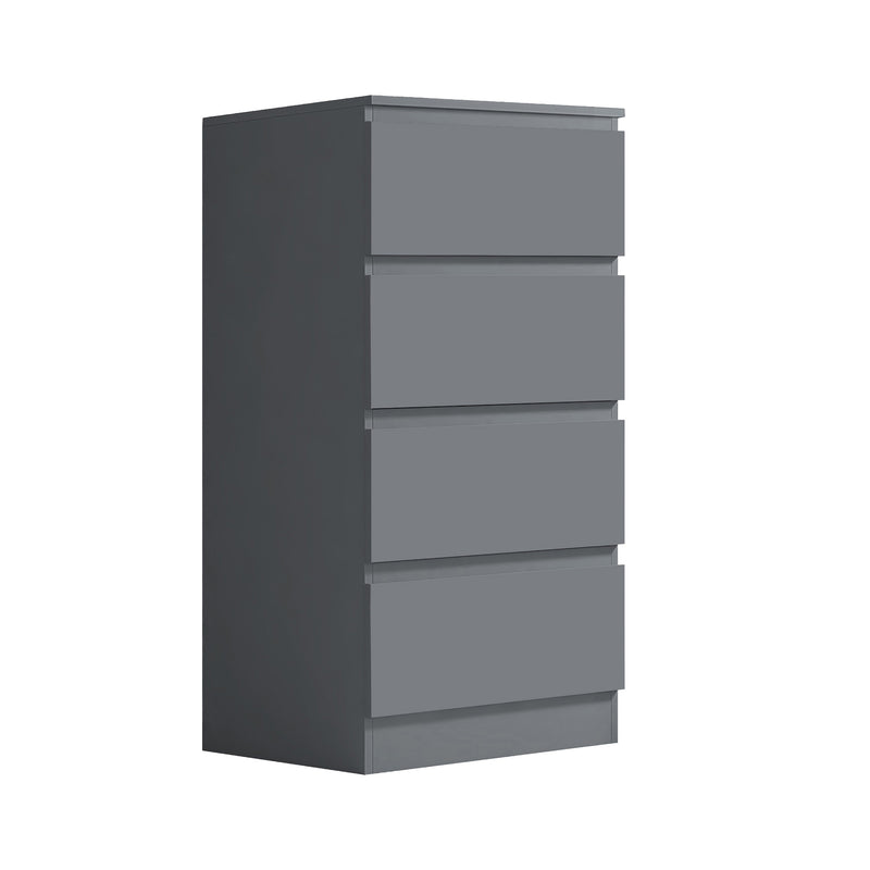 FWStyle Carlton 4 Drawer Slim Tallboy Chest of Drawers Matt Dark Grey