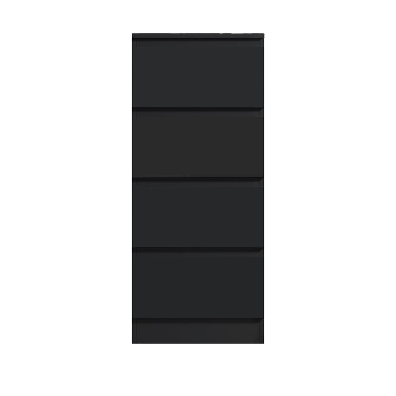 FWStyle Carlton 4 Drawer Slim Tallboy Chest of Drawers Matt Black