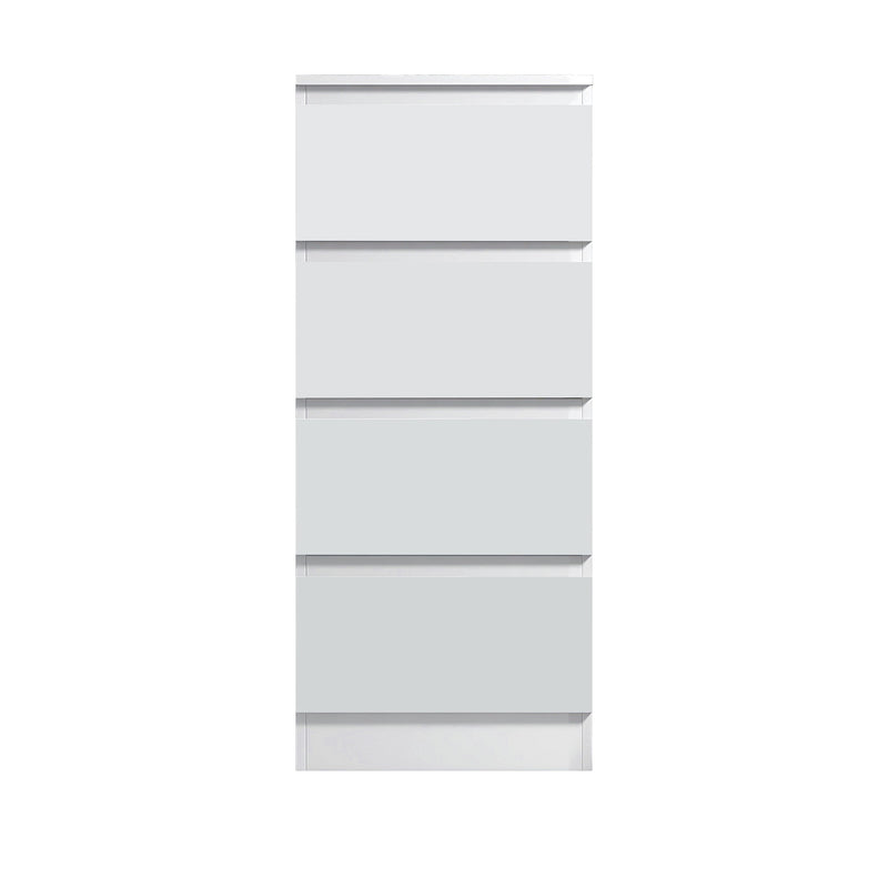 FWStyle Carlton 4 Drawer Slim Tallboy Chest of Drawers Matt White