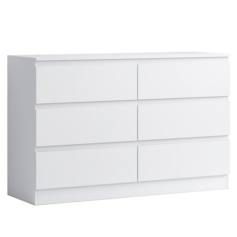 FWStyle Carlton 6 Drawer Wide 3+3 Chest Of Drawers - Matt White