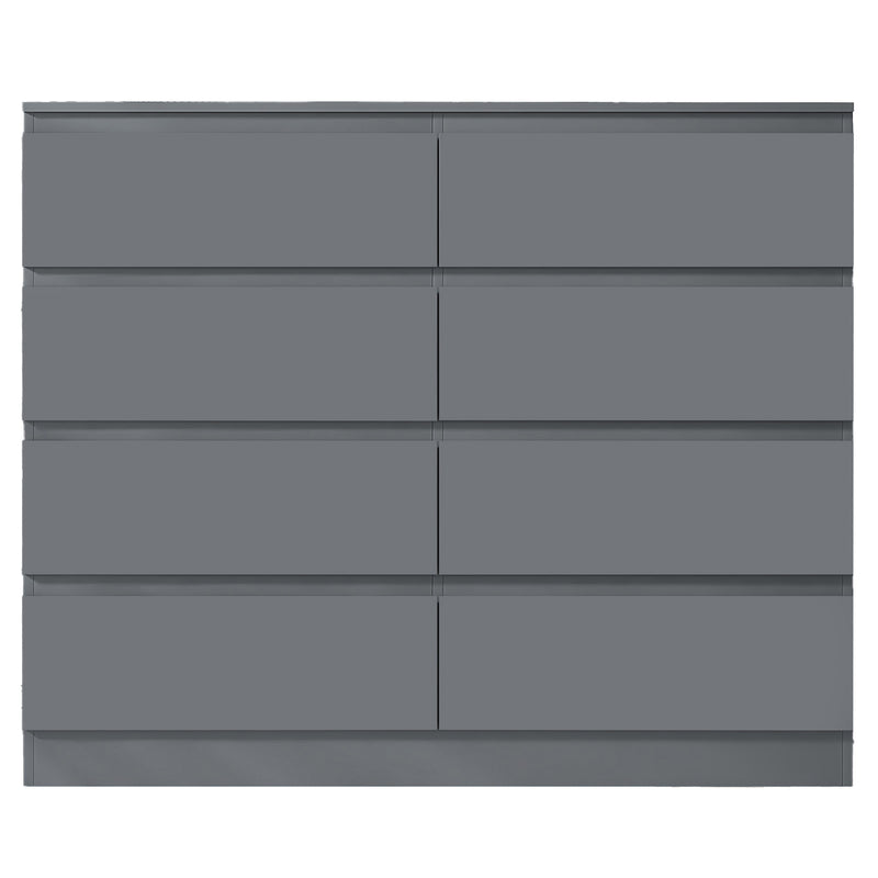 FWStyle Carlton 8 Drawer Wide 4+4 Chest of Drawers - Matt Dark Grey