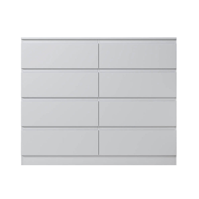 FWStyle Carlton 8 Drawer Wide 4+4 Chest Of Drawers - Matt White