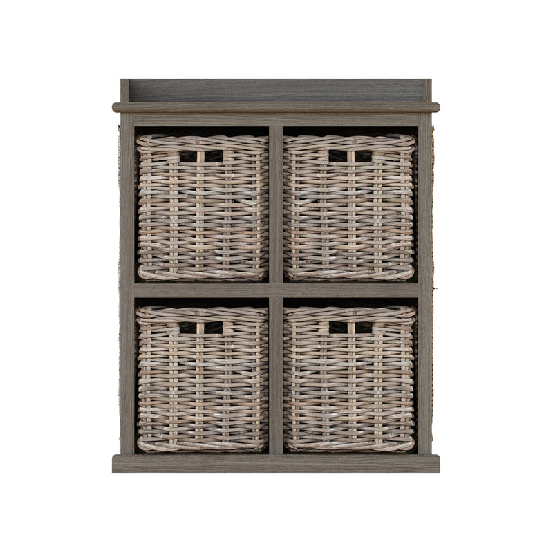 Maya Handmade Kubu Rattan 2 Over 2 Basket Storage Unit