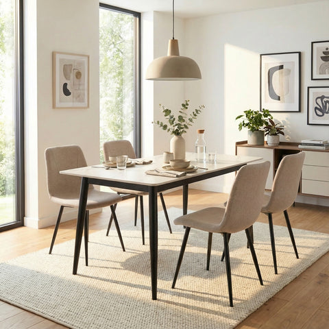 Esme Pack of 4 Light Brown Fabric Dining Chairs
