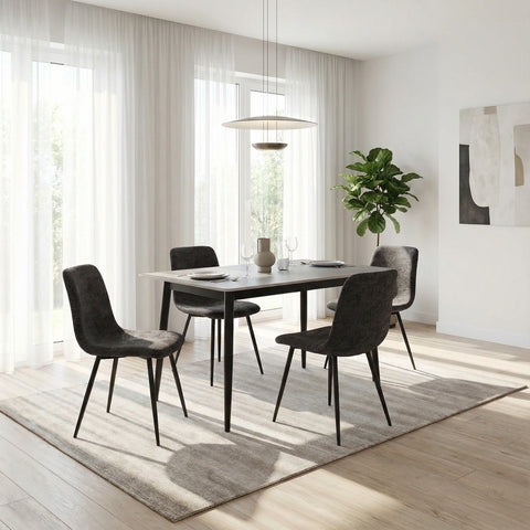 Evie Pack of 4 Grey Fabric Dining Chairs