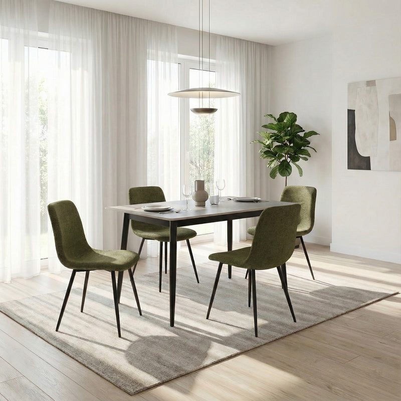 Evie Pack of 2 Light Green Fabric Dining Chairs