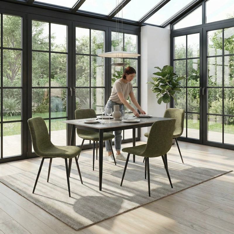 Nova Grey Dining Set with 4 Evie Green Chairs
